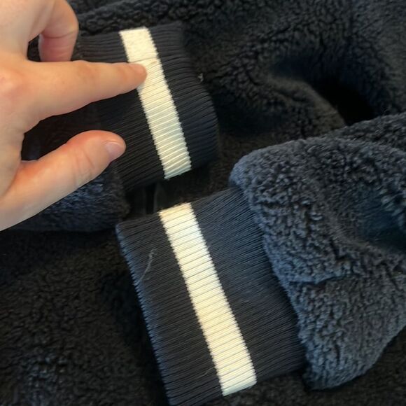 American Stitch Fleece Bomber Jacket Navy Size Small - Picture 11 of 12